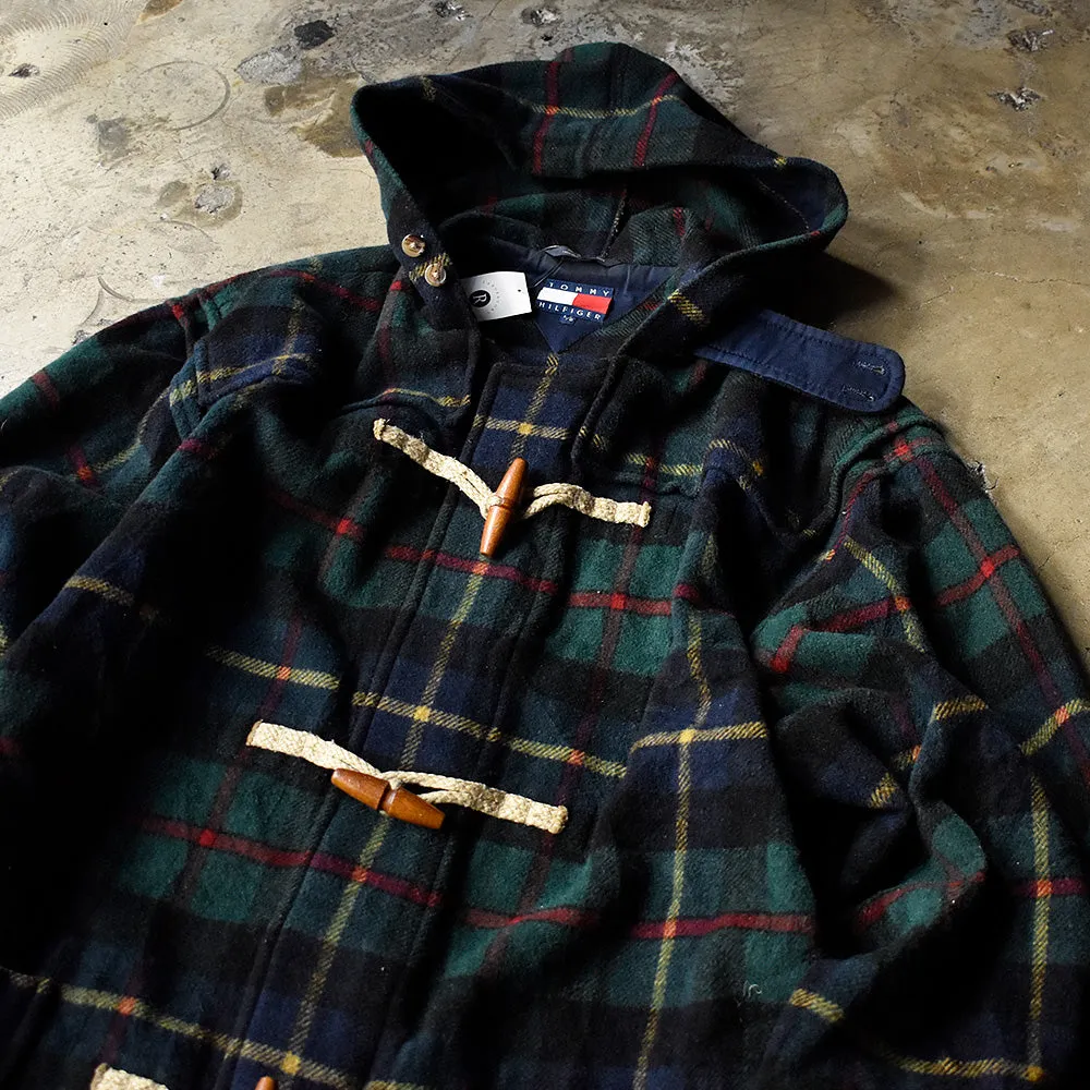 90's TOMMY HILFIGER チェック柄 ダッフルコート 240128