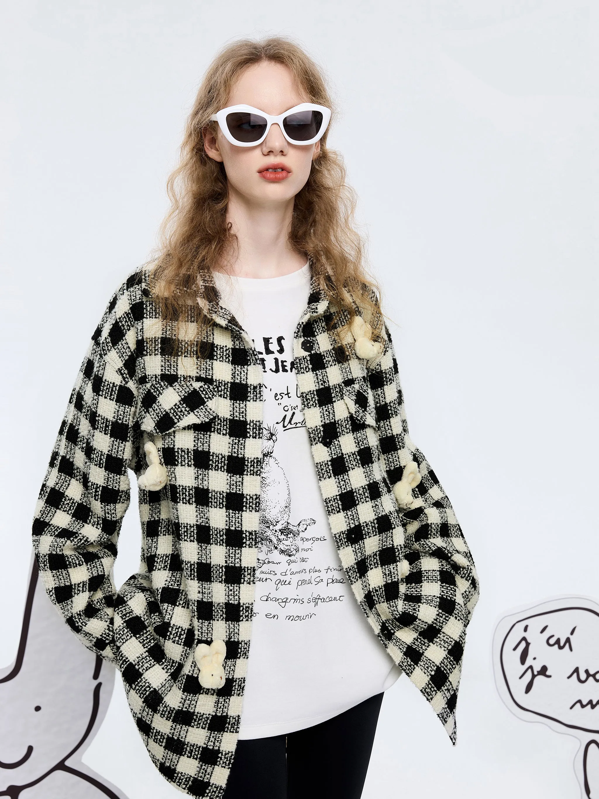 Baby Bunny' Checkered Tweed Shacket