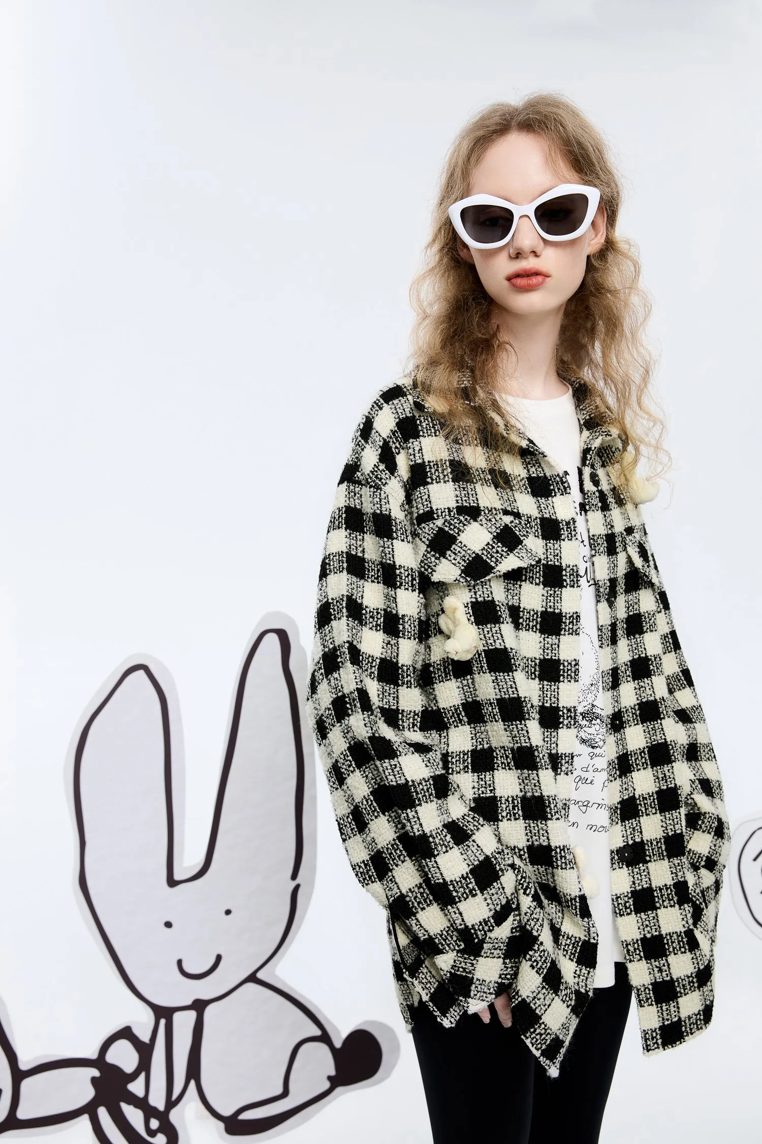 Baby Bunny' Checkered Tweed Shacket