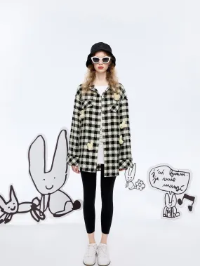 Baby Bunny' Checkered Tweed Shacket