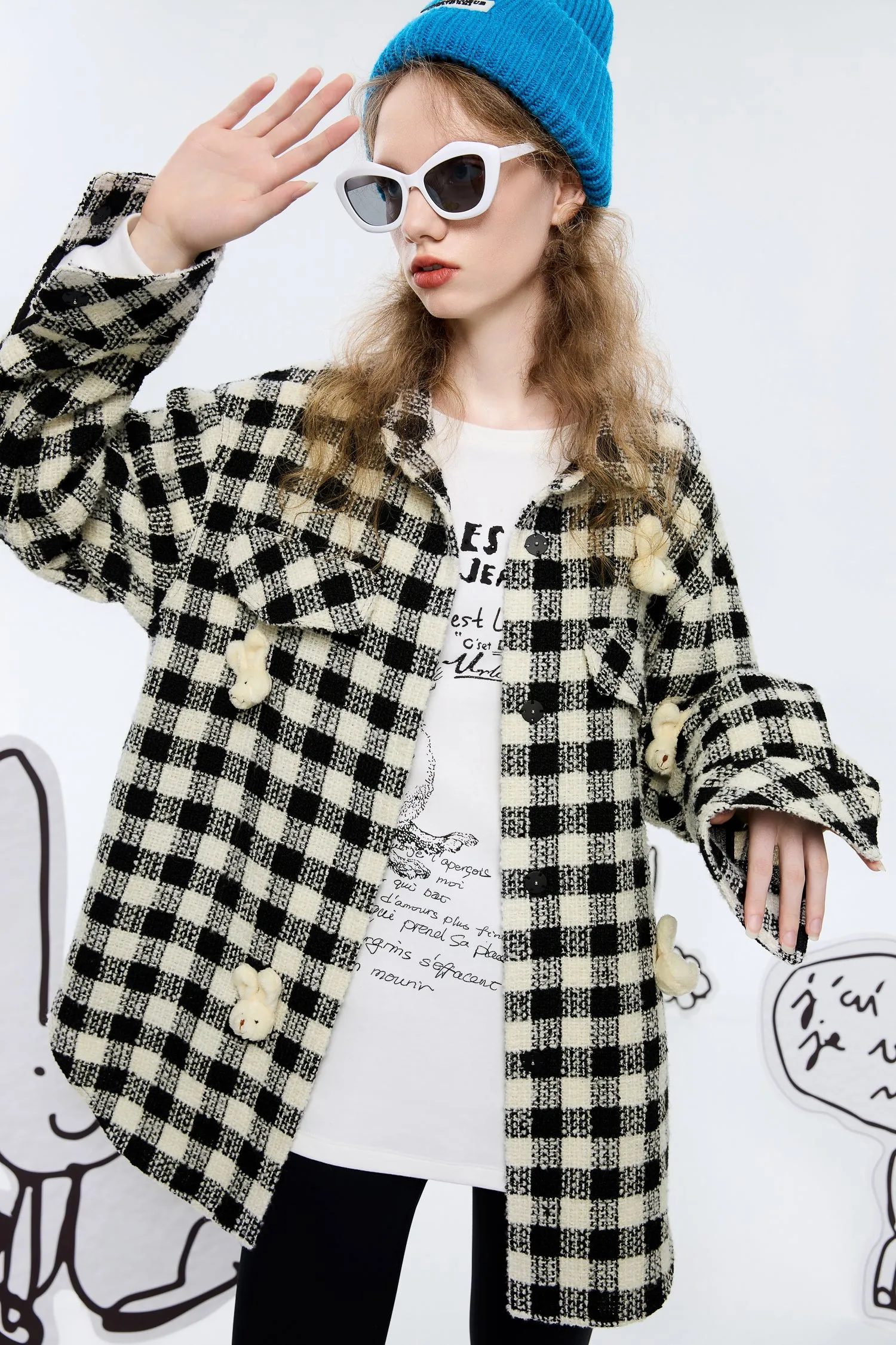 Baby Bunny' Checkered Tweed Shacket