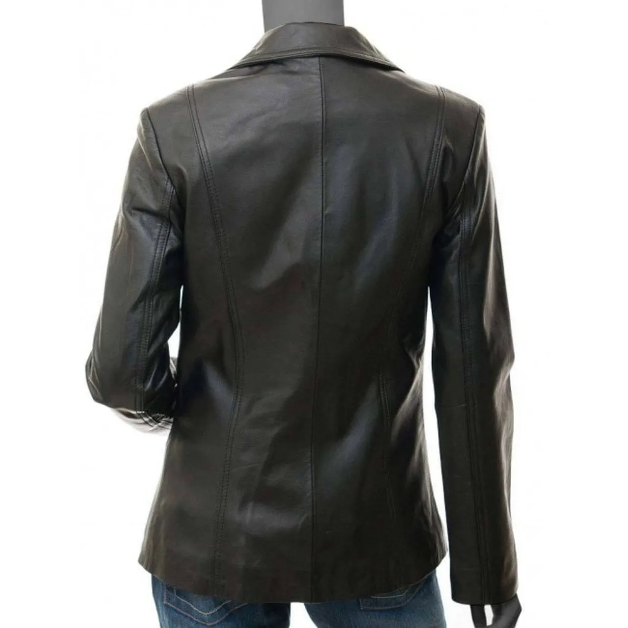 Black Leather Blazer Jacket Women