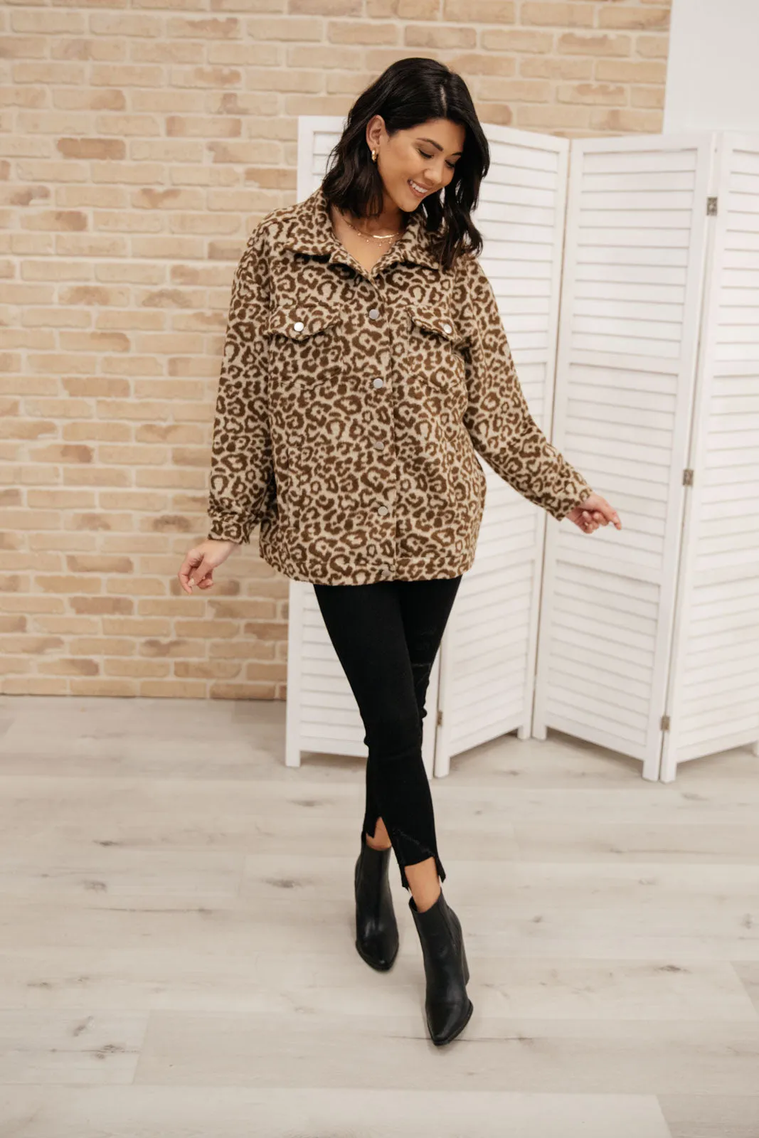 Can't Be Tamed Shacket in Brown Winter 1