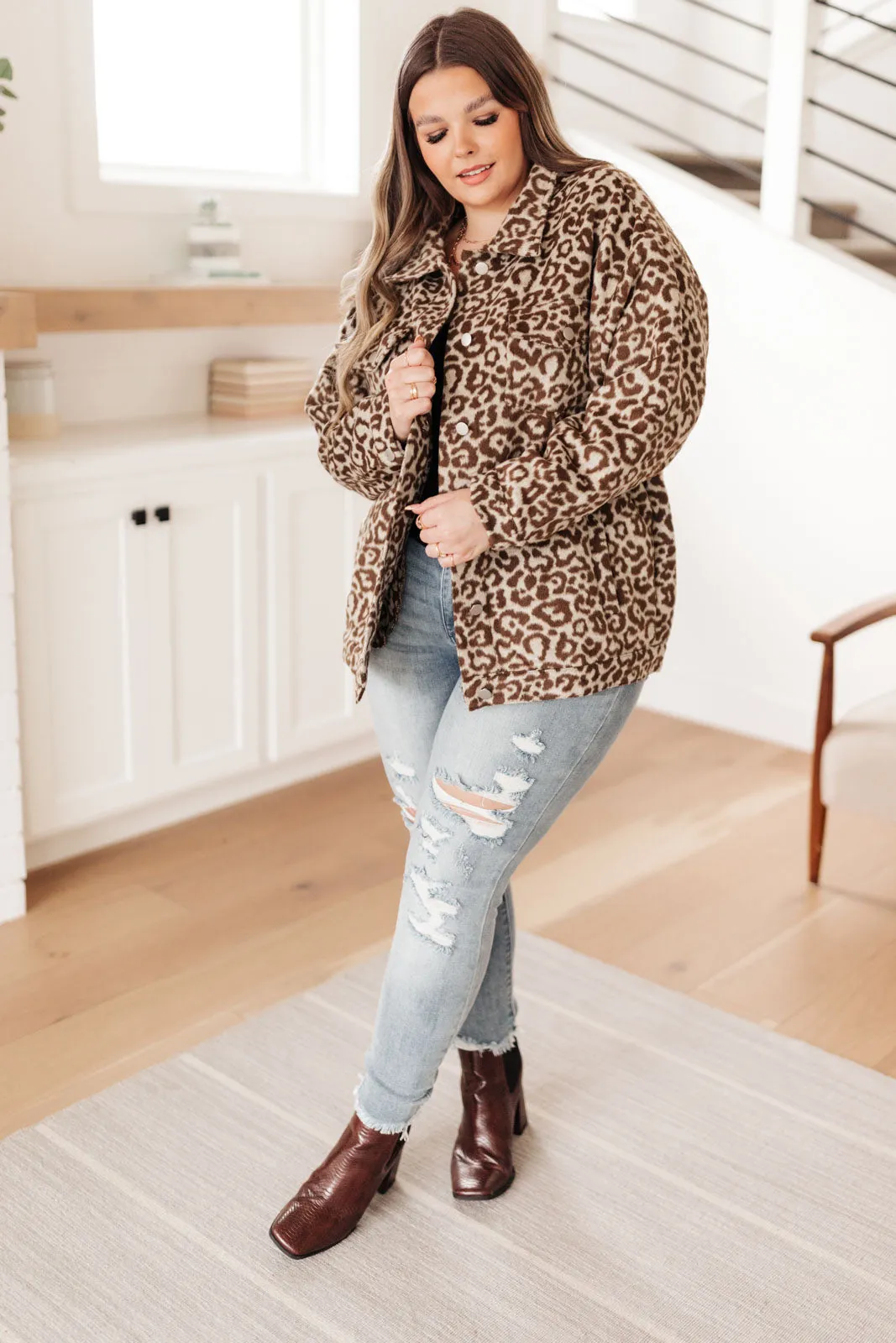 Can't Be Tamed Shacket in Brown Winter 1