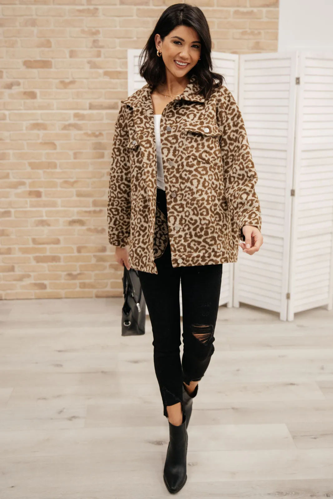 Can't Be Tamed Shacket in Brown Winter 1