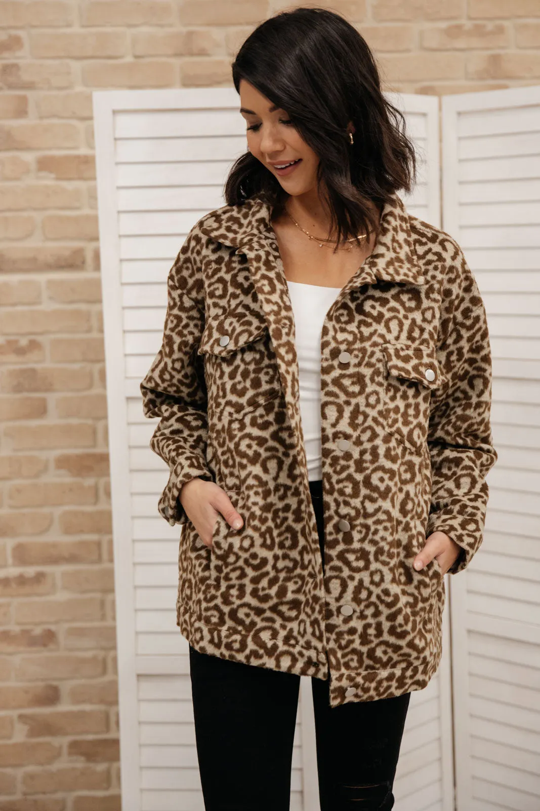 Can't Be Tamed Shacket in Brown Winter 1