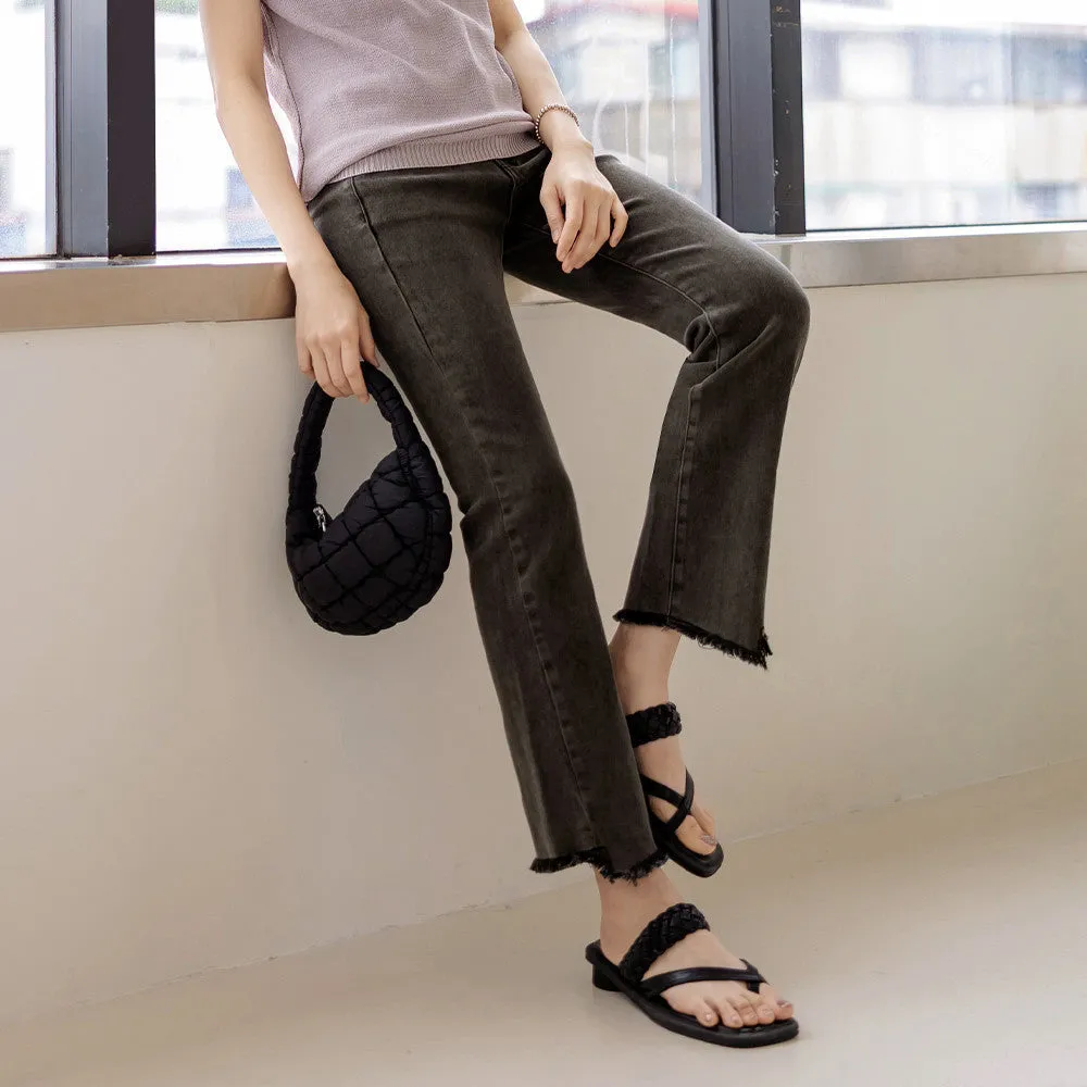 Casual Washed High Waist Denim Long Straight Pants