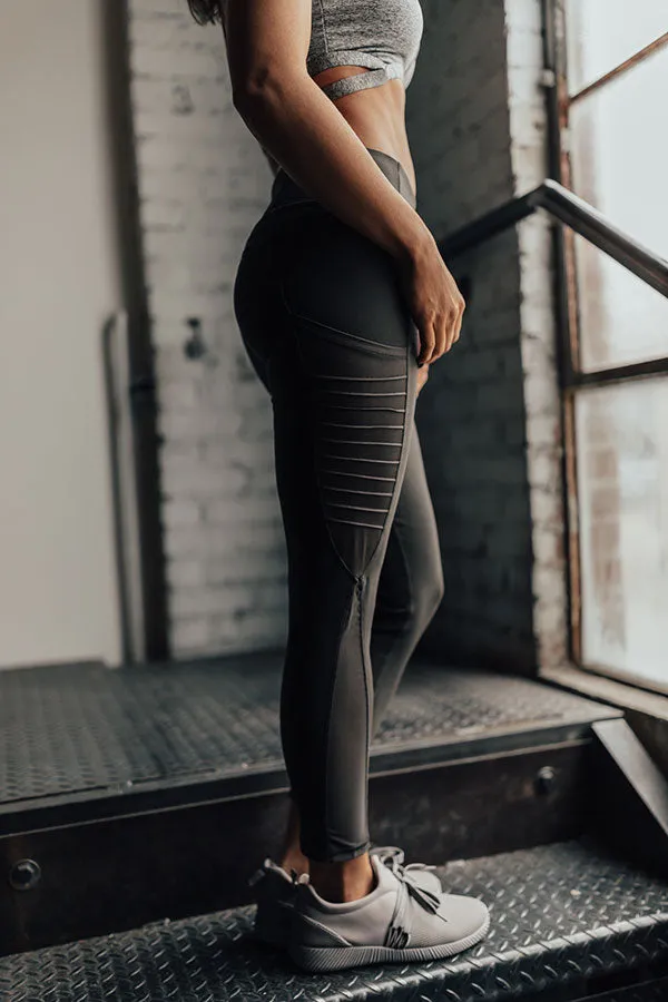 Crushed It High Waist Moto Legging in Espresso