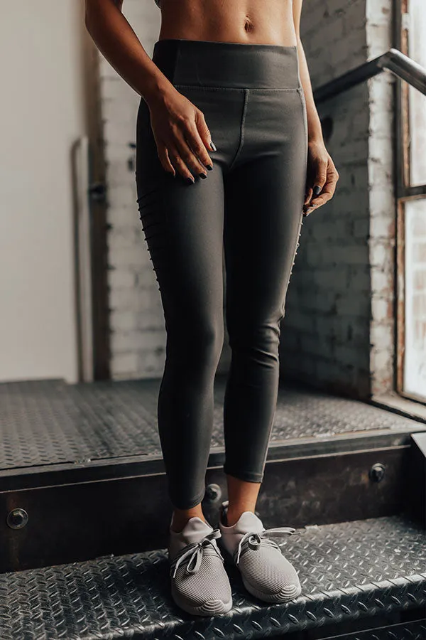 Crushed It High Waist Moto Legging in Espresso