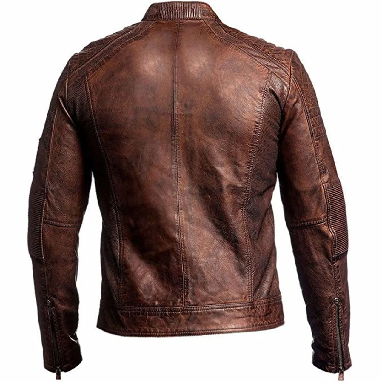 Dark Brown Vintage Distressed Biker Leather Mens Jacket
