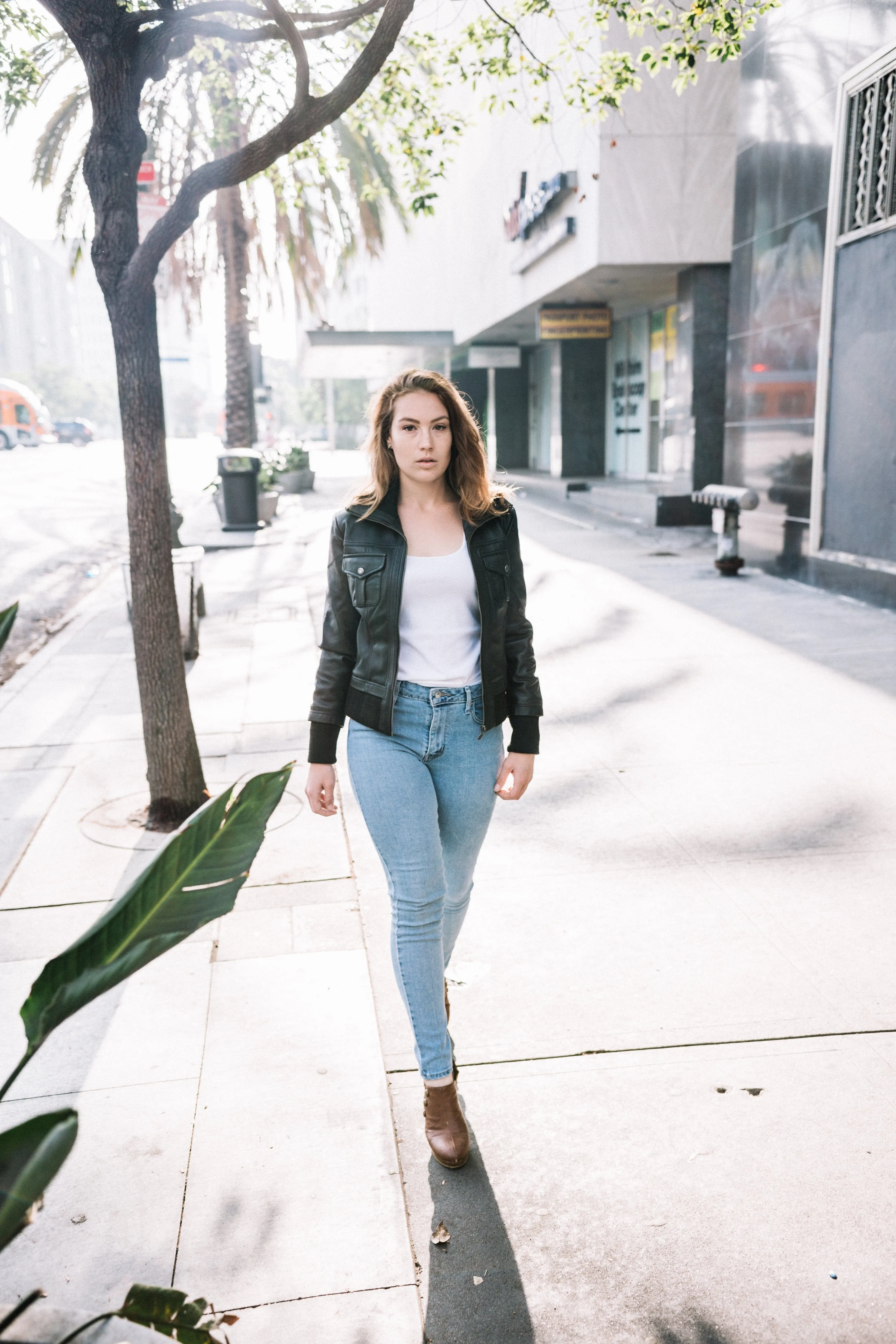 Fadcloset Bailey Womens Leather Bomber Jacket