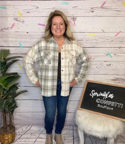 Grey & Cream Plaid Shacket