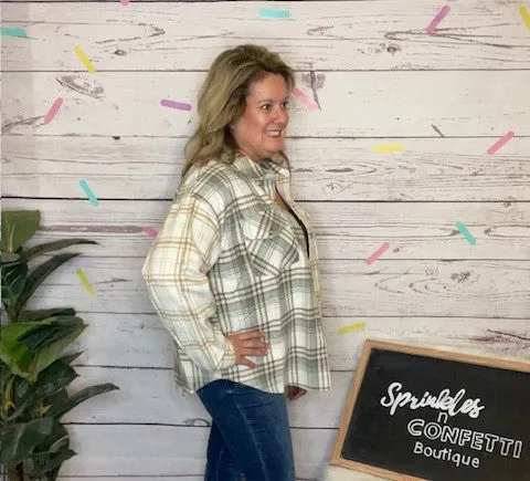Grey & Cream Plaid Shacket