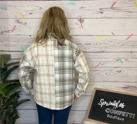Grey & Cream Plaid Shacket