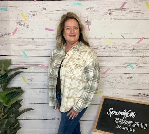 Grey & Cream Plaid Shacket