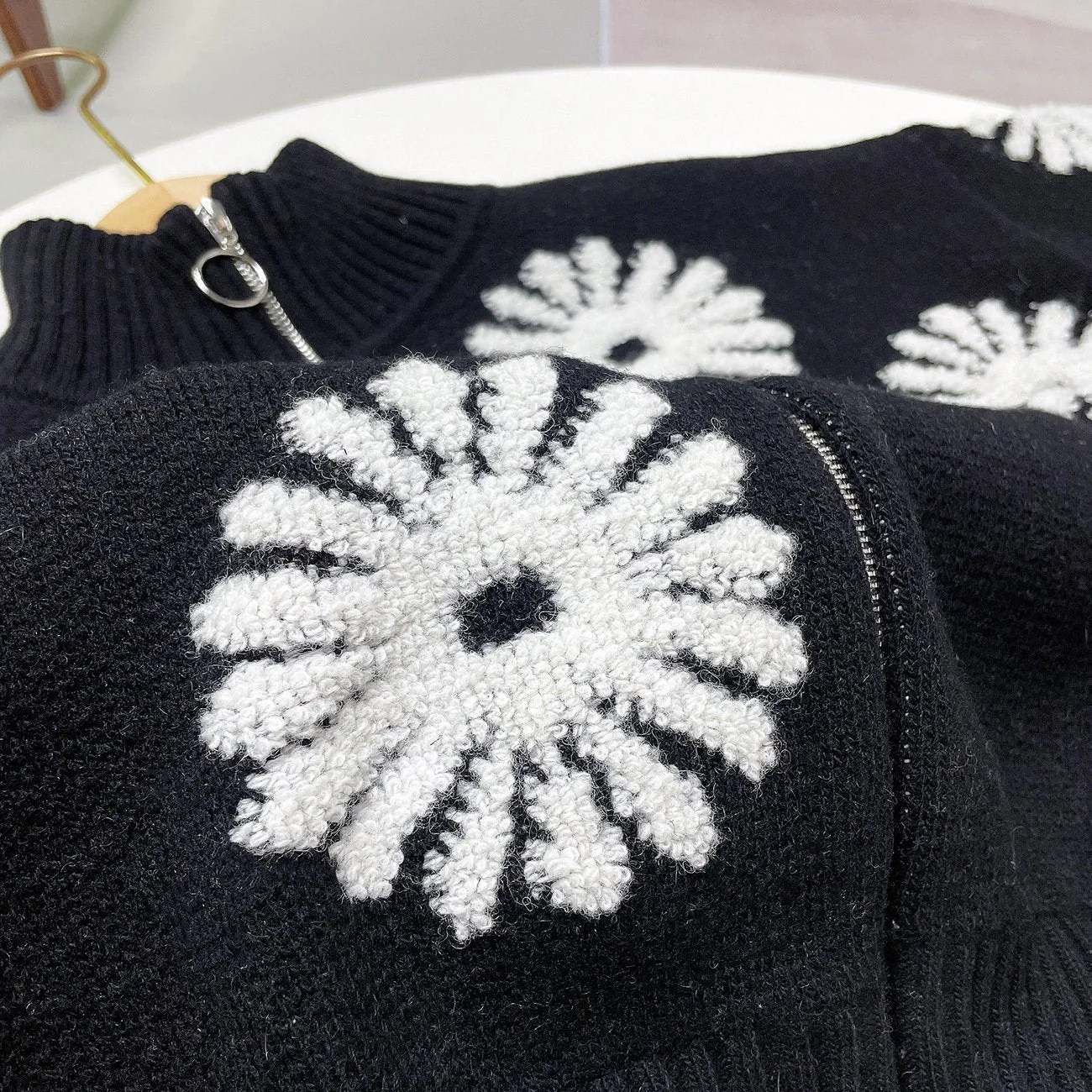 Jacquard Turtleneck Knitted Cardigan