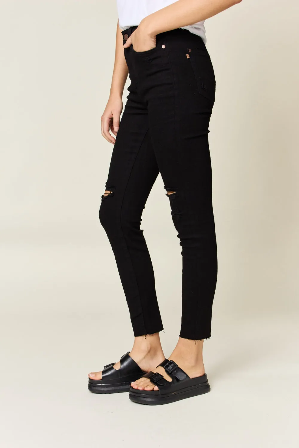 Judy Blue Distressed Tummy Control High Waist Skinny Jeans - Online Exclusive