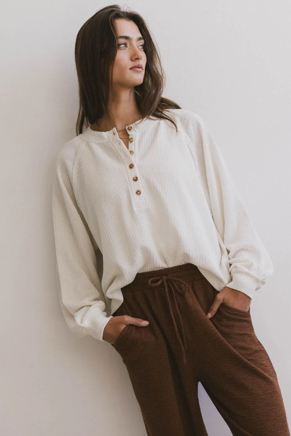 Kami Henley Top in Oatmeal