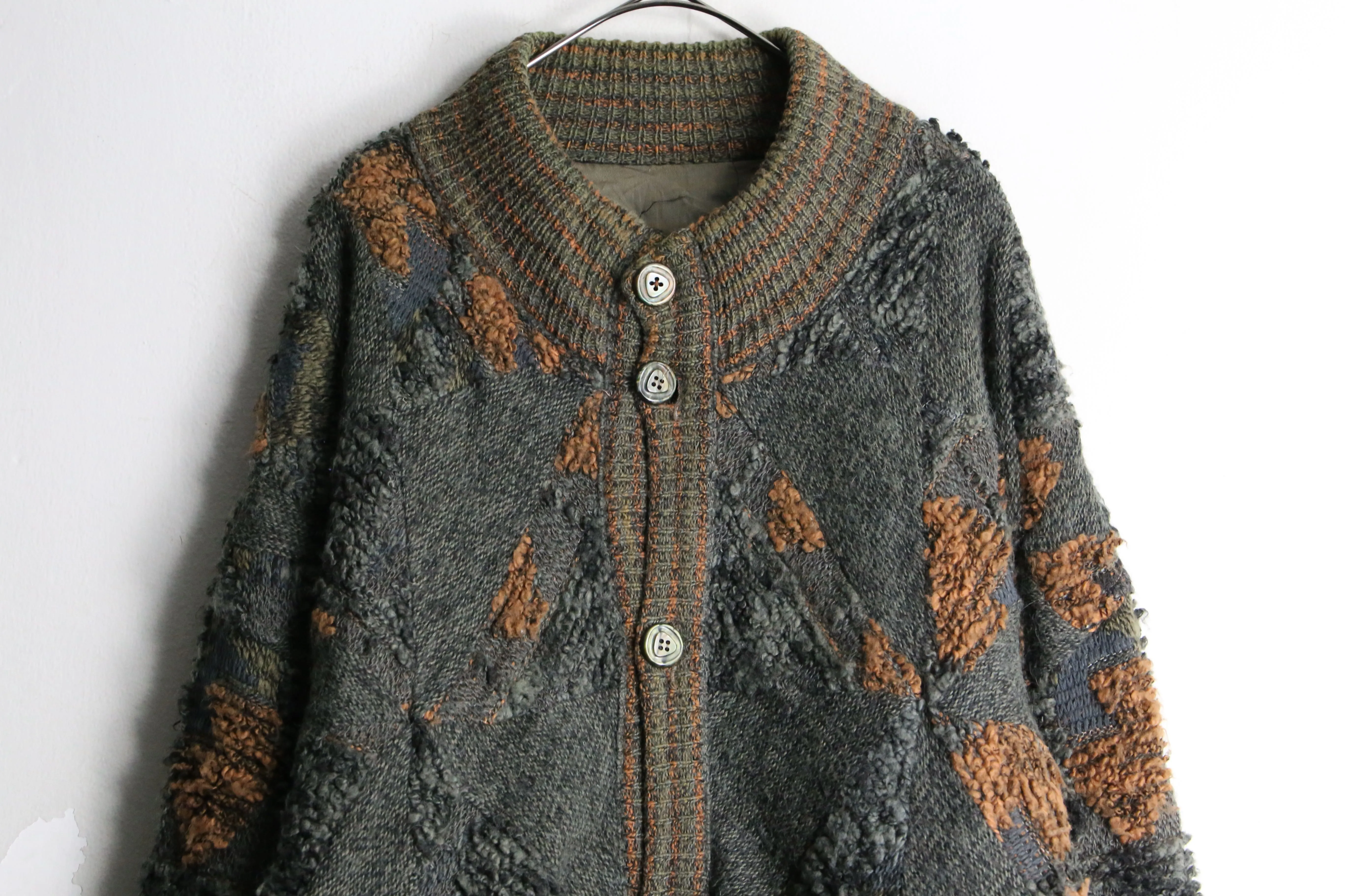 khaki color loose knit blouson