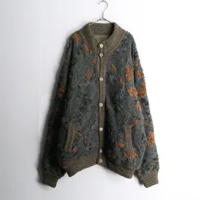 khaki color loose knit blouson