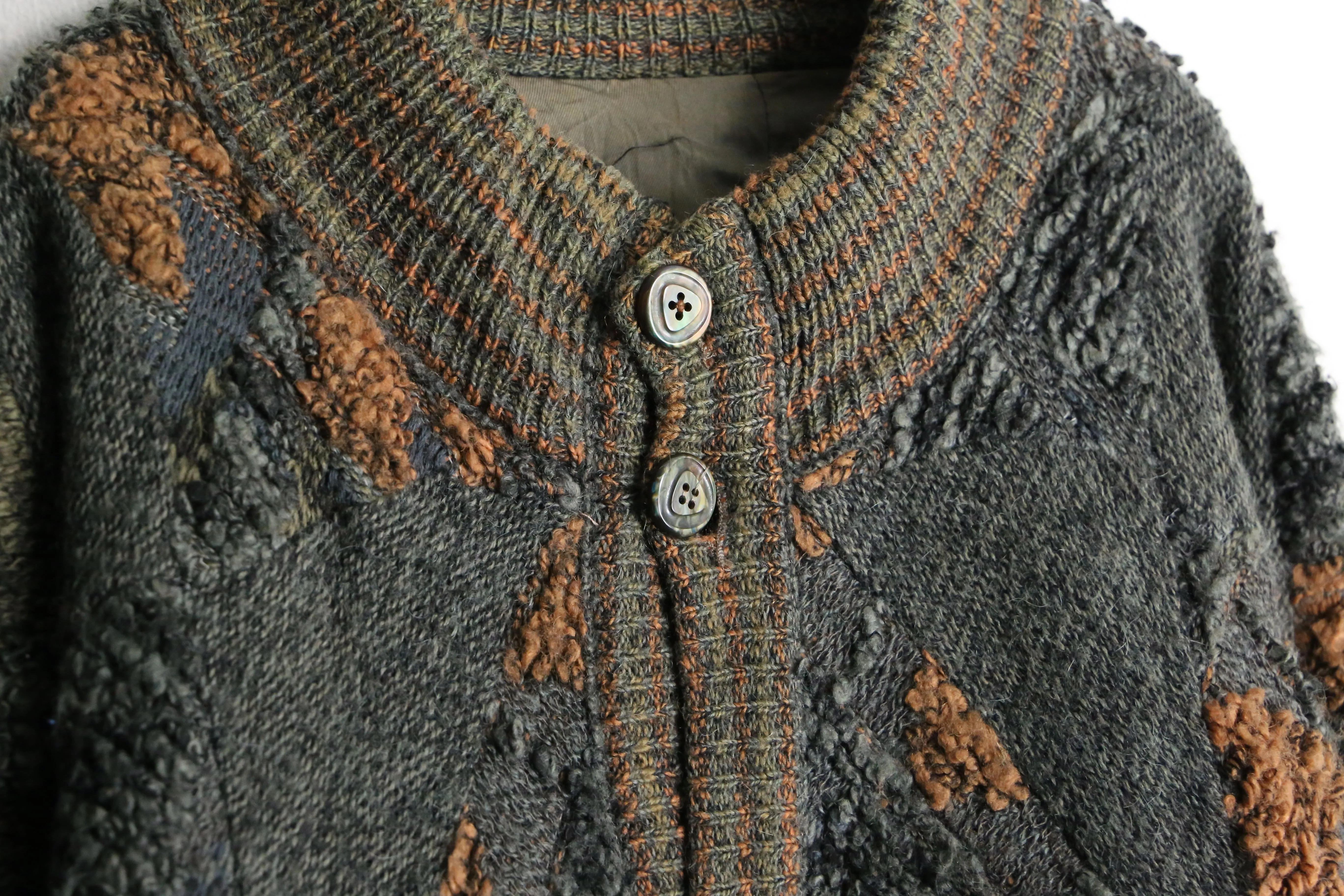 khaki color loose knit blouson