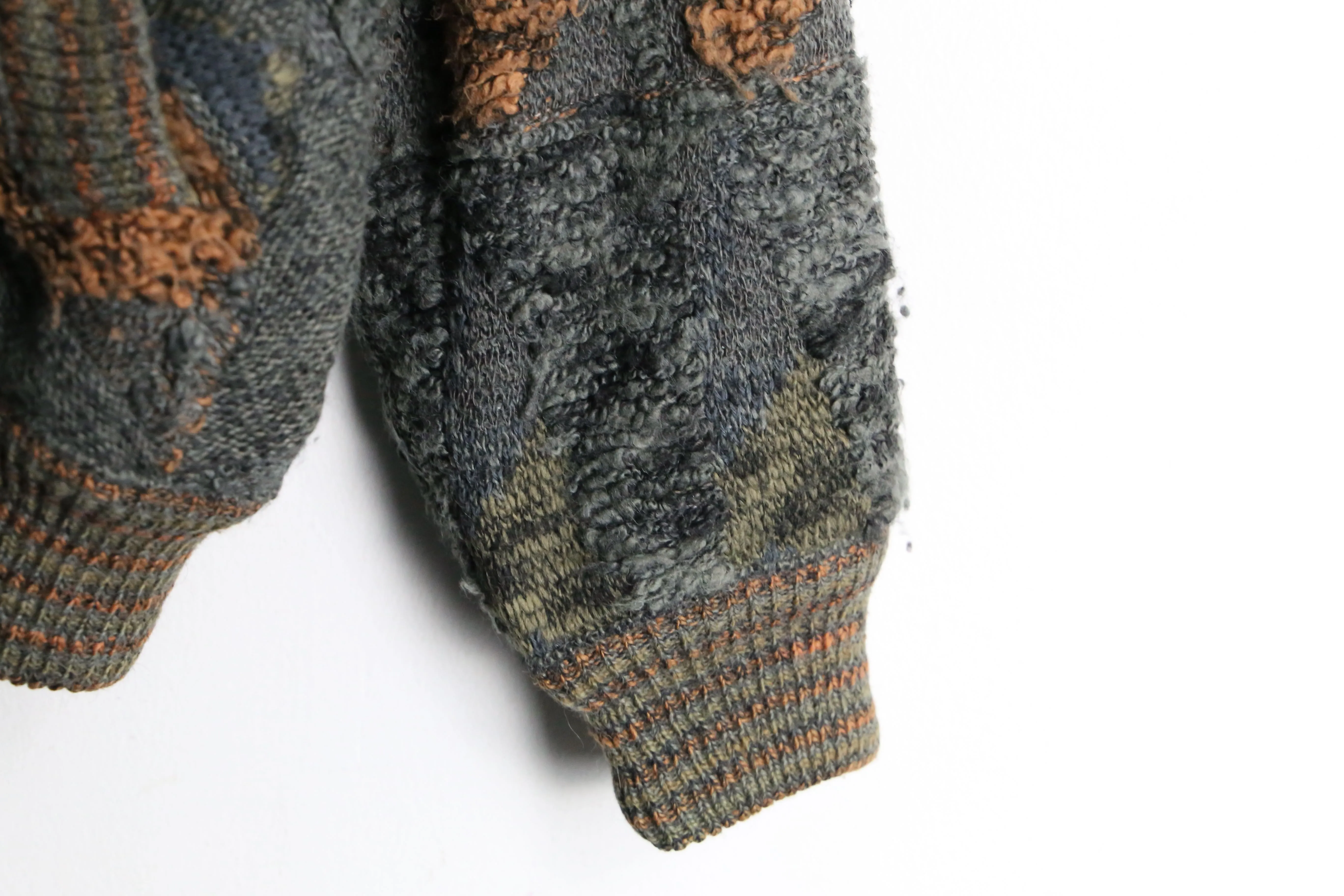 khaki color loose knit blouson