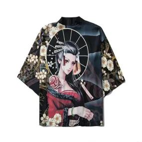 Kimono Cardigan With Female Anime Character