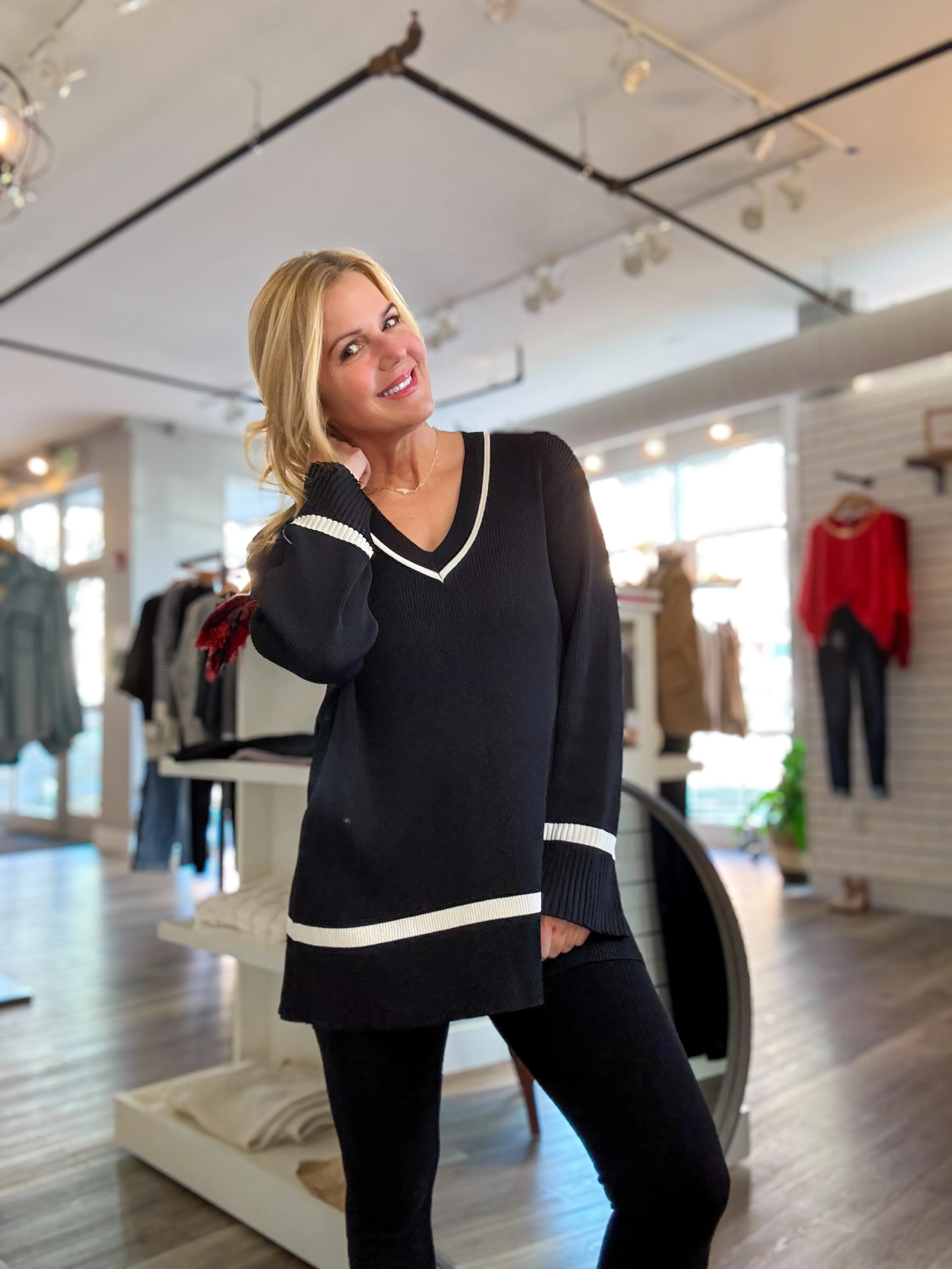 Knitted Track Sweater Top