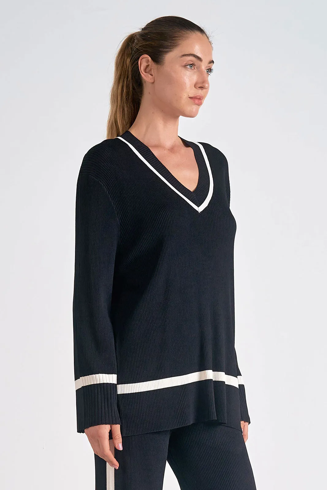 Knitted Track Sweater Top