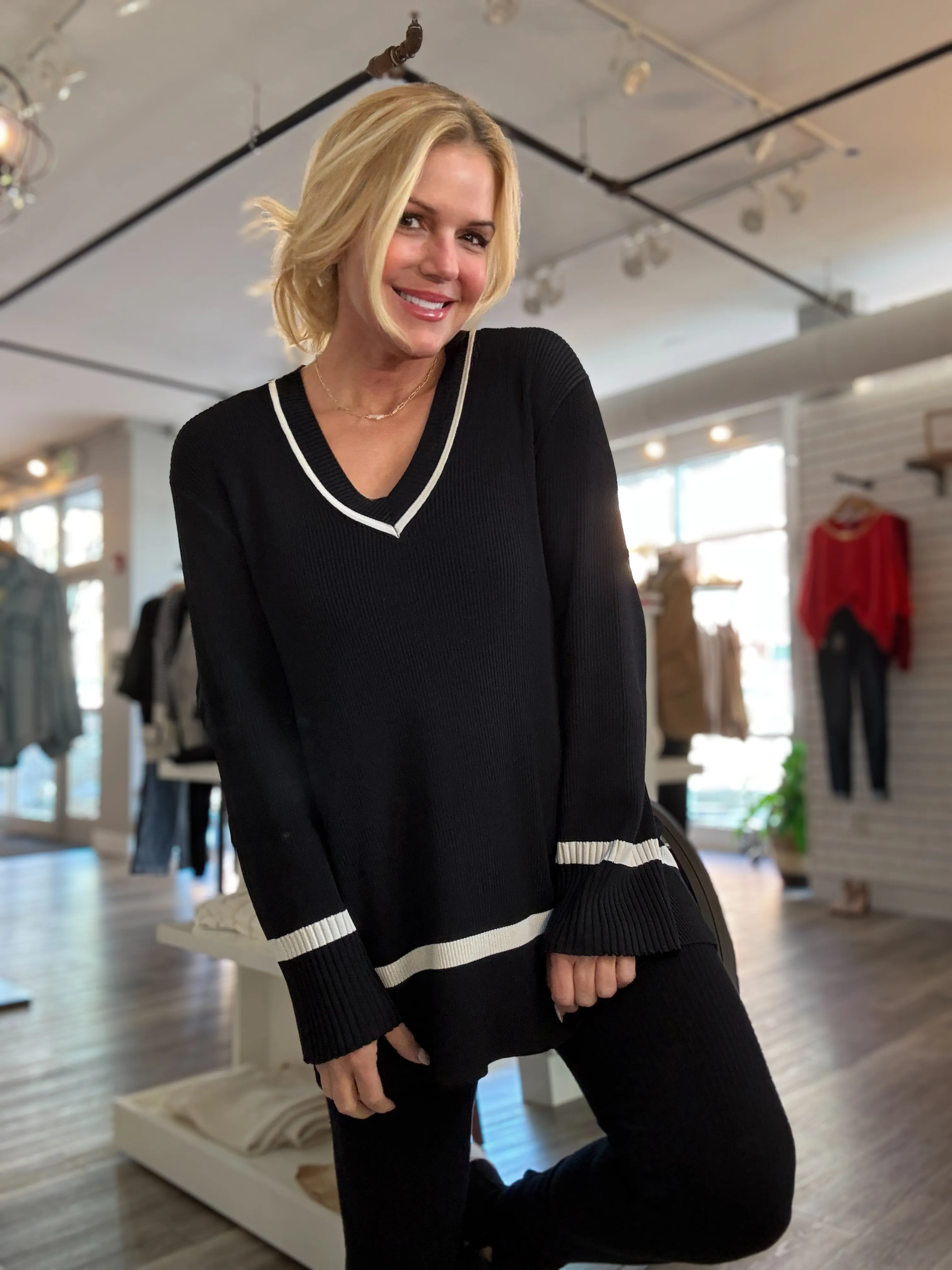 Knitted Track Sweater Top