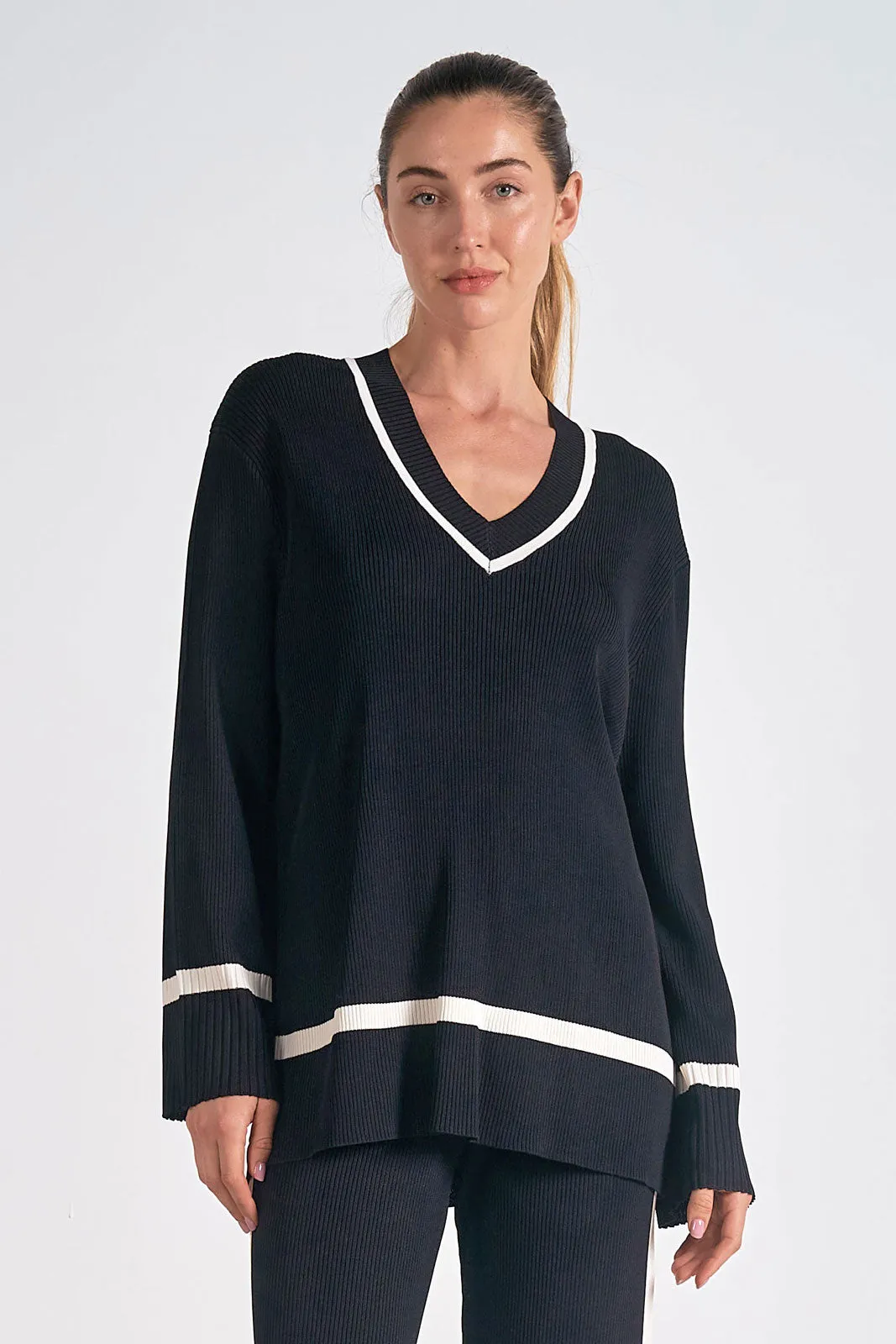 Knitted Track Sweater Top