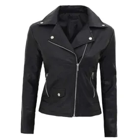 Lambskin Asymmetrical Leather Jacket Women