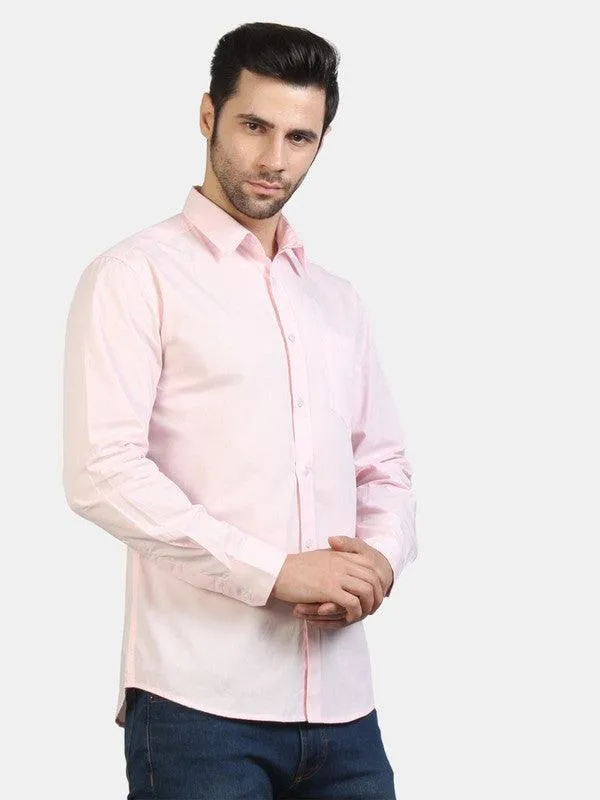 Life Roads full sleeve casual pink cotton shirt for Men and boy