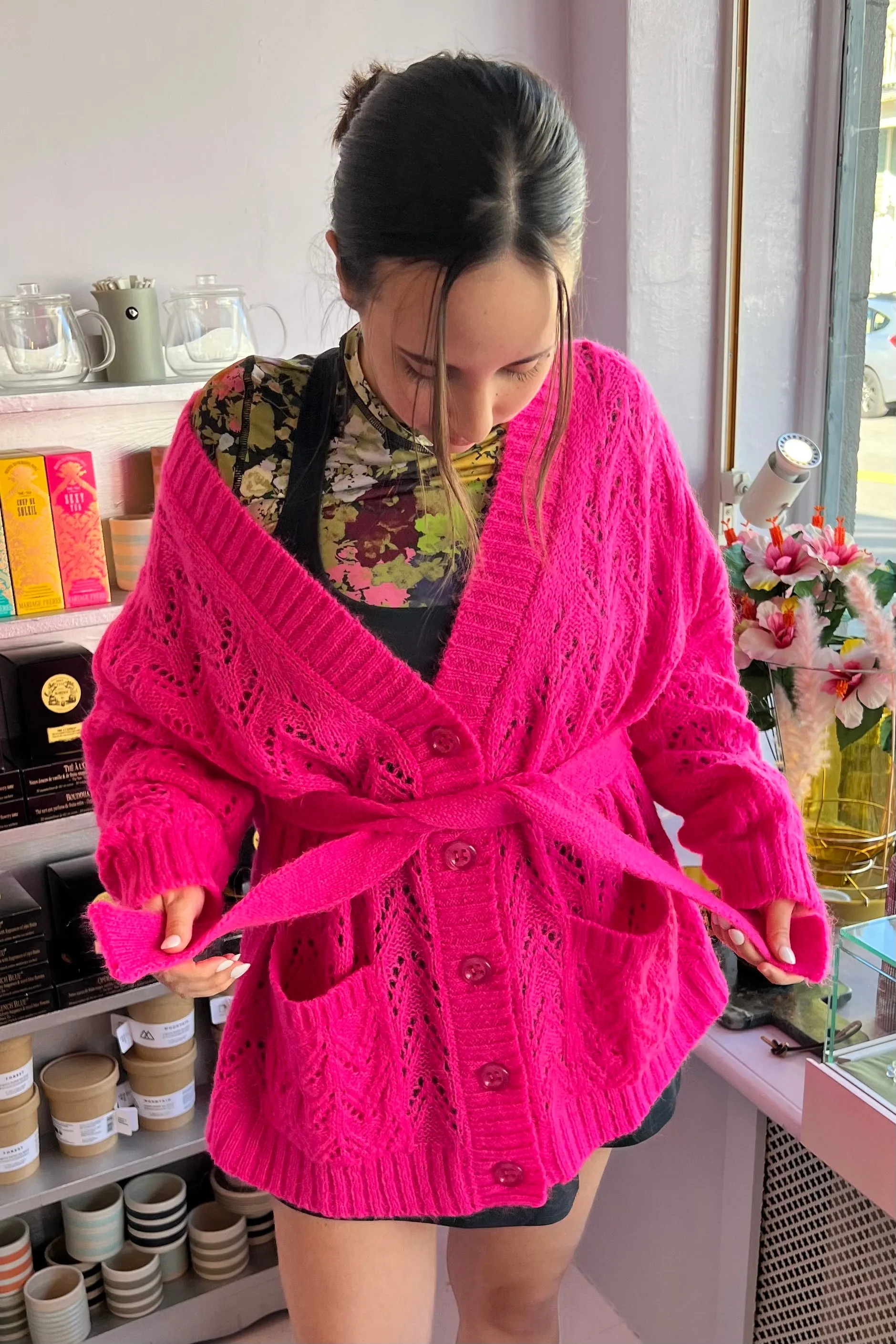 Manoush- Cocoon Cardigan: Pink