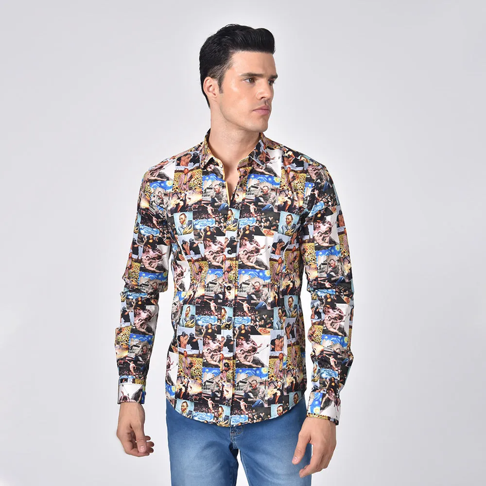 Millennial Van Gogh Button Down Print Shirt