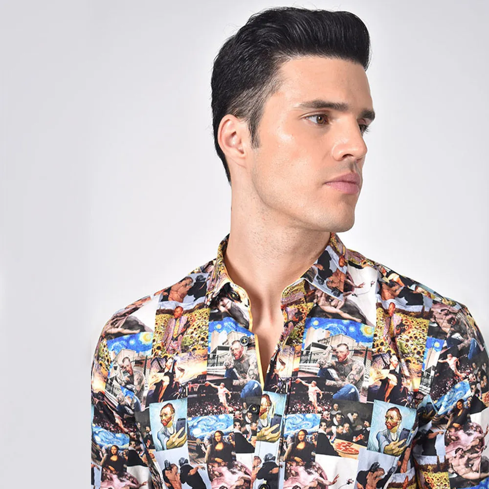 Millennial Van Gogh Button Down Print Shirt
