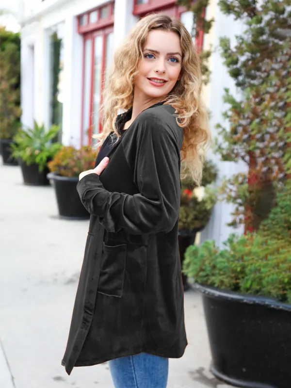 Modern Loose-fitting Velour Shacket