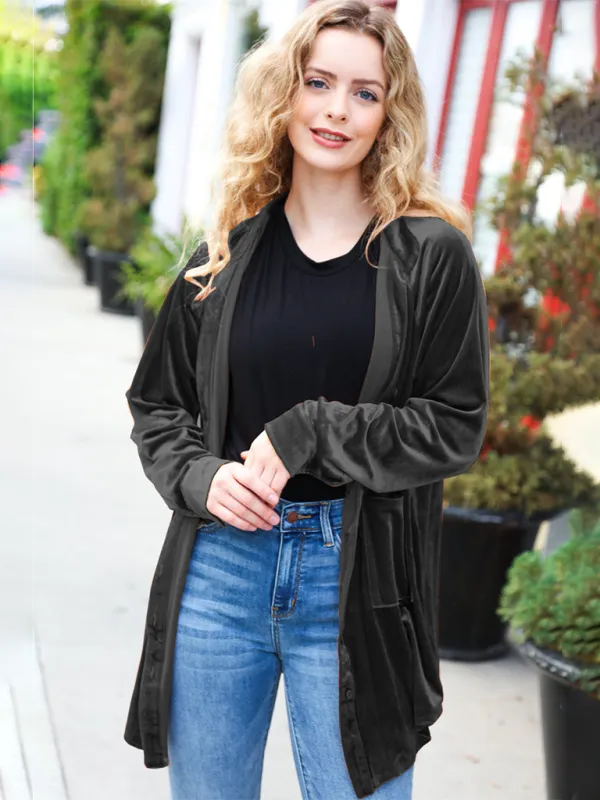 Modern Loose-fitting Velour Shacket