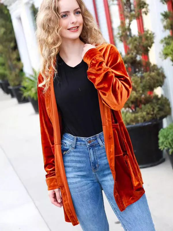 Modern Loose-fitting Velour Shacket