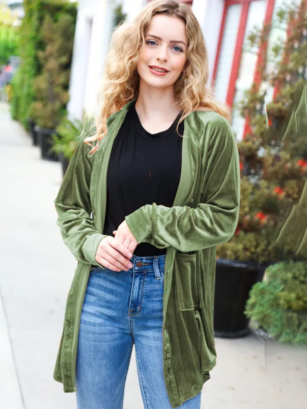 Modern Loose-fitting Velour Shacket