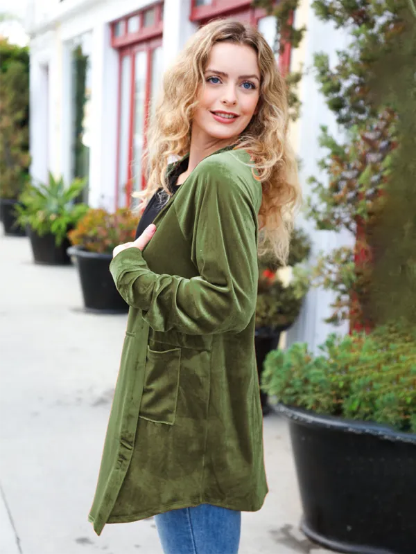 Modern Loose-fitting Velour Shacket