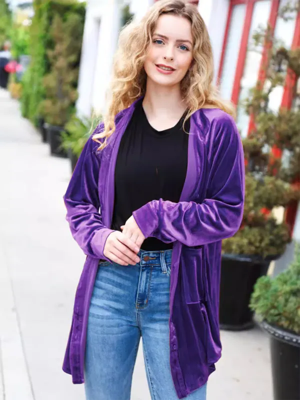 Modern Loose-fitting Velour Shacket