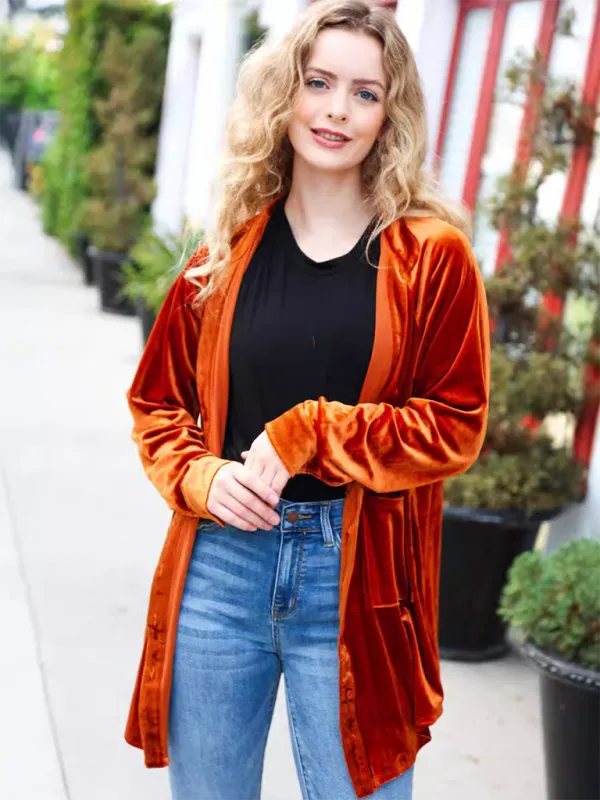 Modern Loose-fitting Velour Shacket