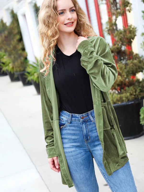 Modern Loose-fitting Velour Shacket