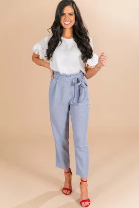 Office Luxe High Waist Trousers in Blue