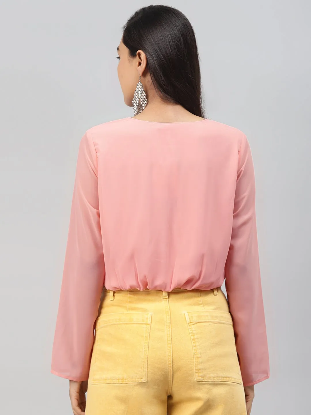 Pink Front Twisted Crop Top
