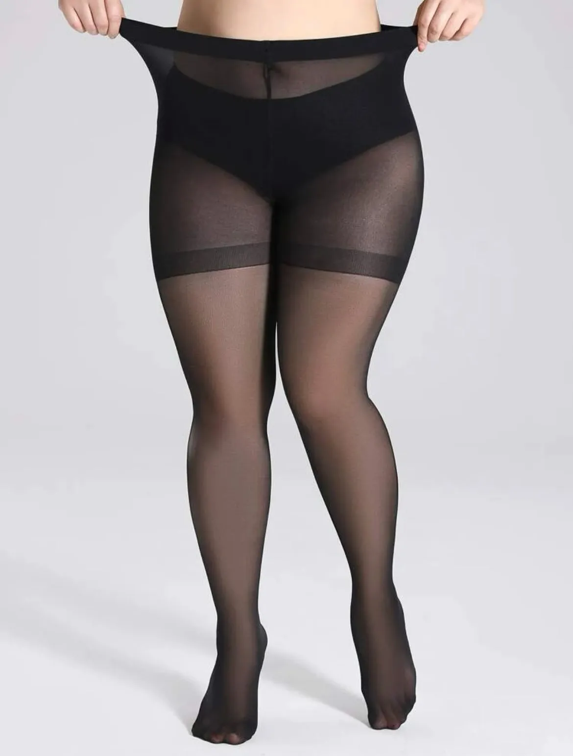 Plus Size Black Pantyhose with Hearts