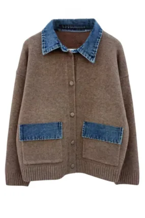 Poppy Wool Blend Mocha Mousse Cardigan