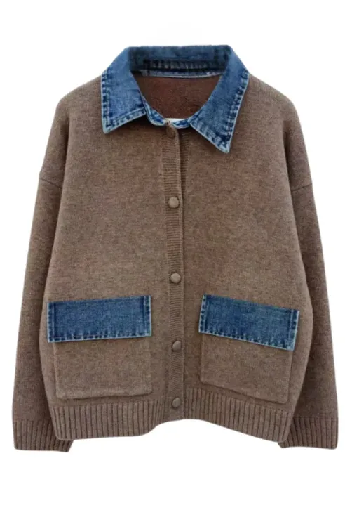 Poppy Wool Blend Mocha Mousse Cardigan