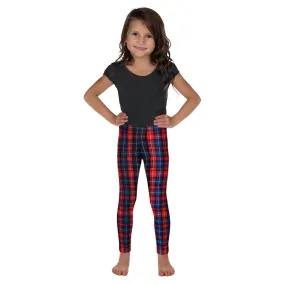 Red Plaid Tartan Print Girl's Tights, Designer Kid's Leggings Activewear Pants (2T-7) Made in USA/EU